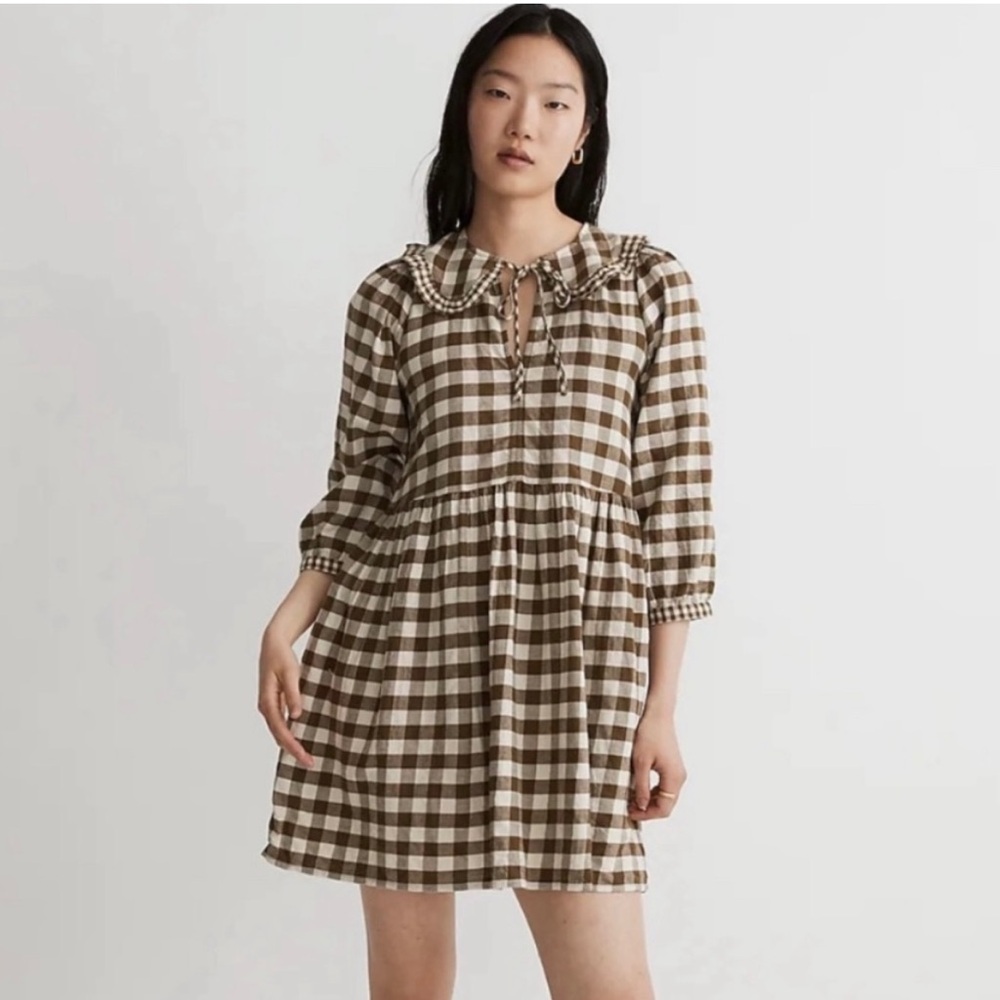 NWT Madewell Gingham Peter Pan Collar Dress
